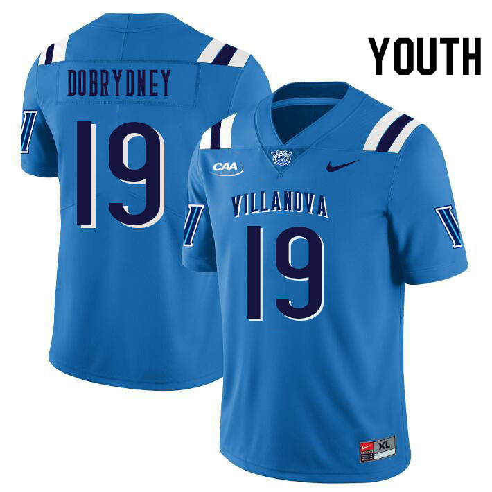 Youth #19 Chris Dobrydney Villanova Wildcats College Football Jerseys Stitched Sale-Light Blue